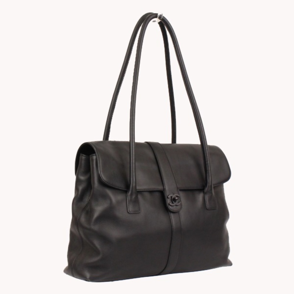 Chanel Tote Bag Calf Coco Mark Black